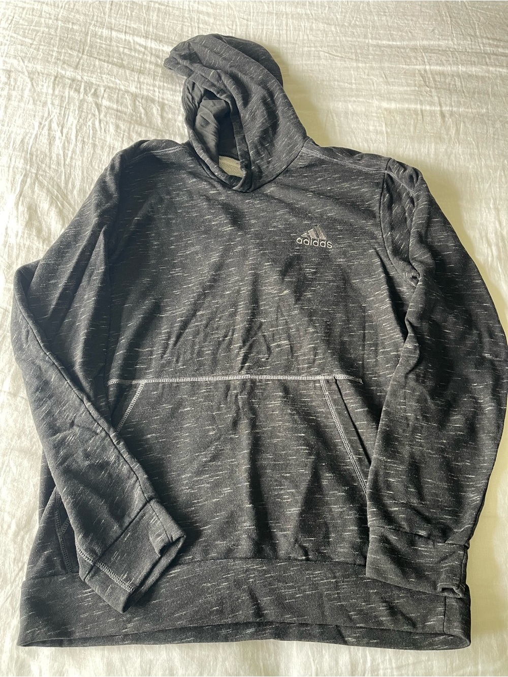 Adidas Youth Medium Black Heather Hooded Sweatshirt